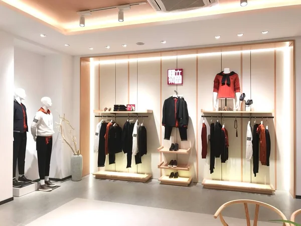 interior of modern brand new clothing store