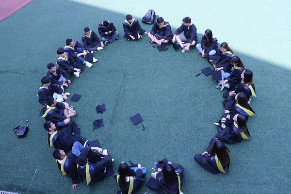 top view of a group of people in the form of a heart