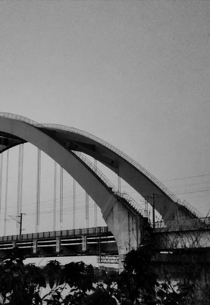 black and white photo of the bridge in the city of the most famous landmark of the modern architecture