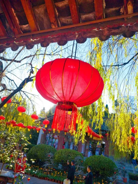 red and white lanterns in the park