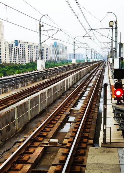 railway tracks in the city