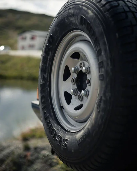 car tire on the road