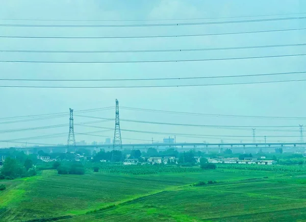 green power plant on the background of the blue sky