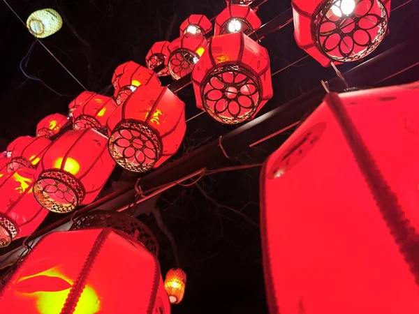 red and white lanterns in the night