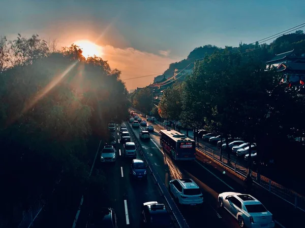 view of the city of the capital of the most polluted technology in the morning