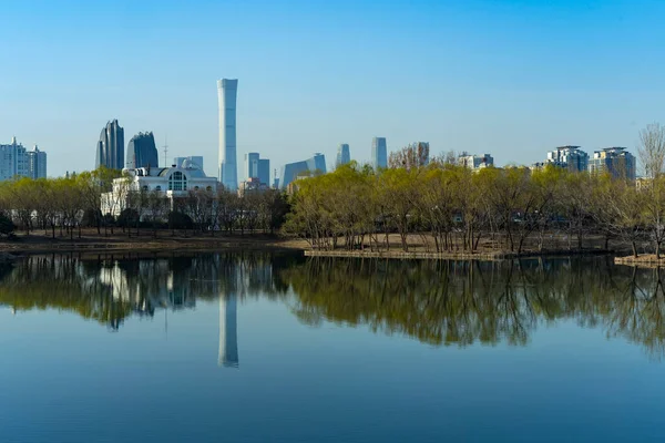 stock image view of the city of the park in the morning