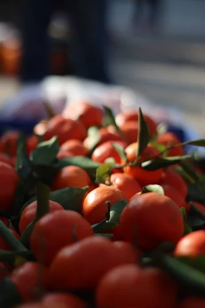 fresh red tomatoes on a market stall