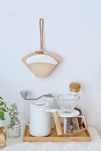 kitchen utensils and accessories on white background