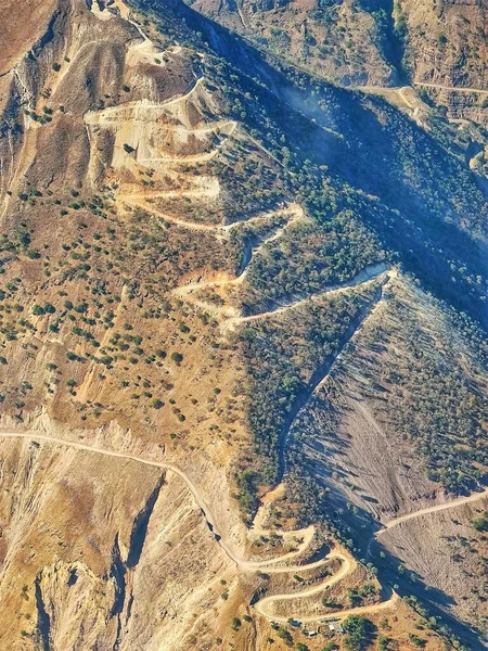 aerial view of the mountains in the desert