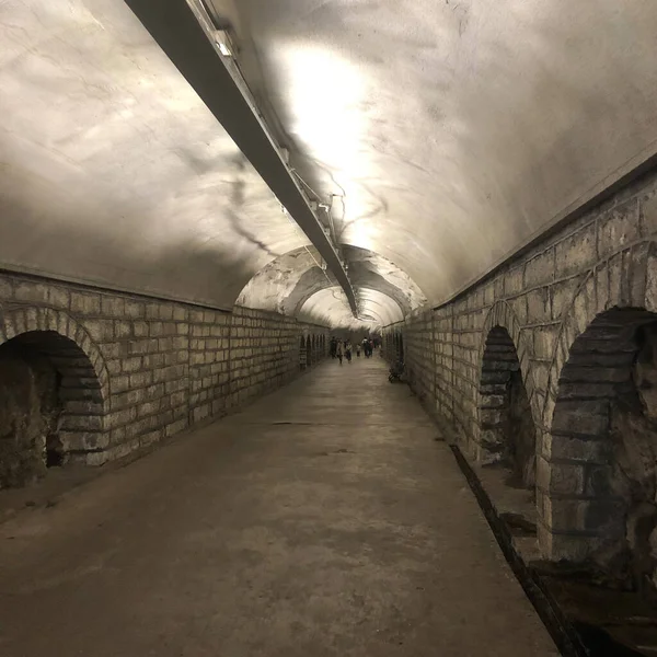 underground tunnel with bridge and fog