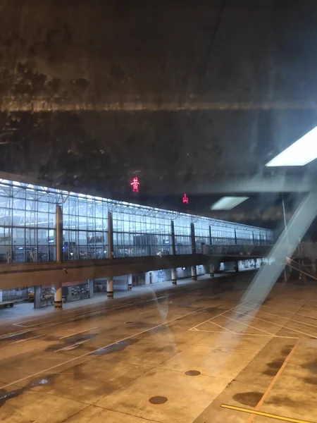 underground parking lot of concrete and bridge