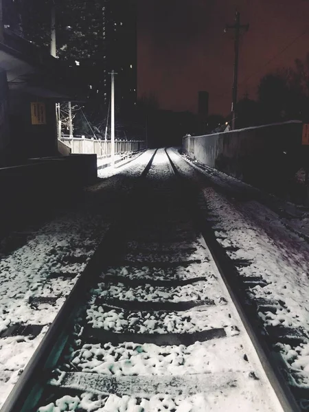 railway tracks in the city