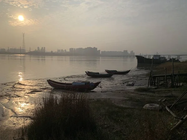 view of the city of the sea in the morning