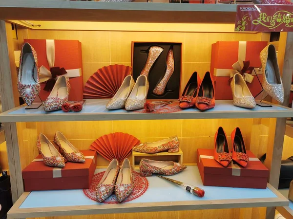 beautiful luxury shoes on the wall