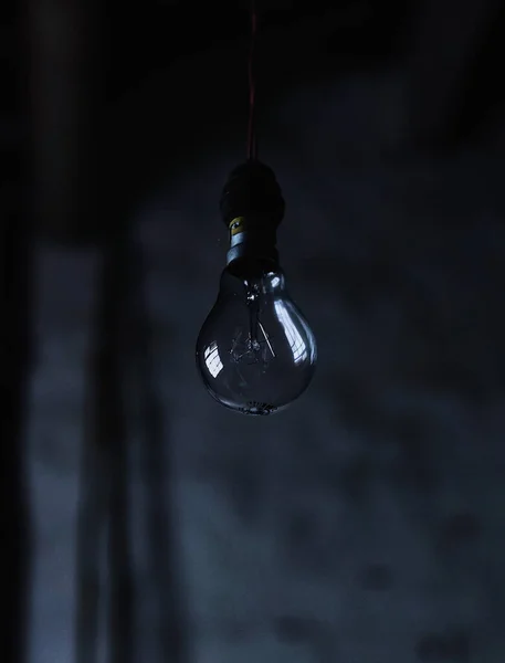 light bulb hanging on a black background