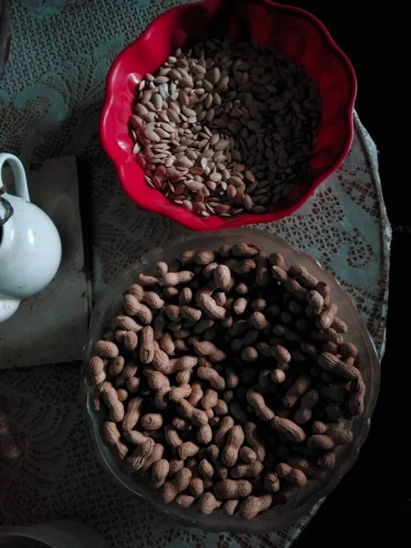 coffee beans in a bag on a wooden background