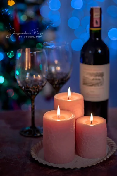 romantic table setting with candles and candle
