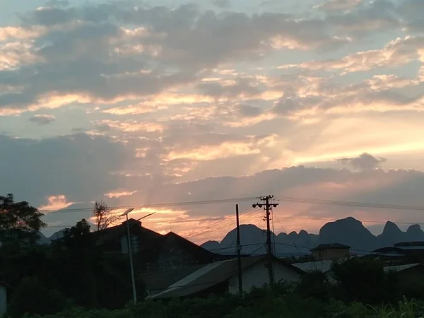 stock image beautiful sunset over the mountain