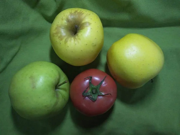 green apples on a white background