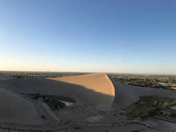 aerial view of the desert in the morning