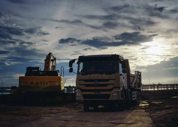 heavy duty excavator in the sky