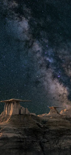 beautiful view of the mountains in the night sky