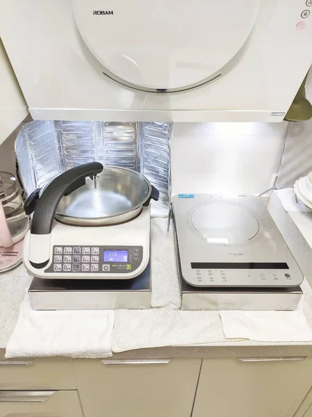 interior of modern kitchen with equipment