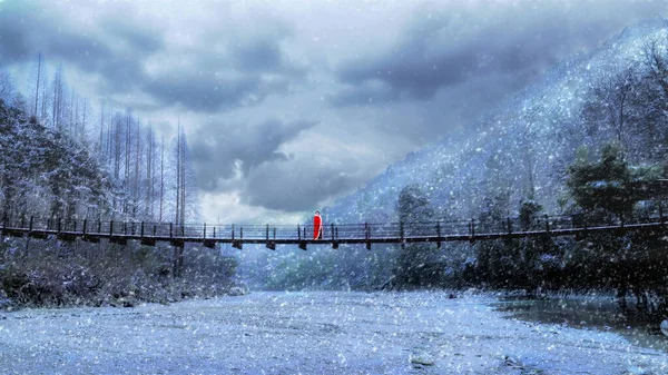 winter landscape with snow and snowy river