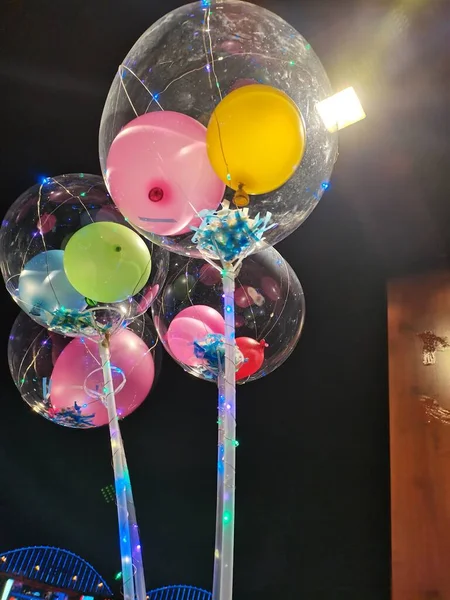 colorful balloons in the form of a glass of champagne