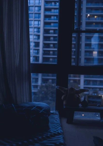 night view of the window of a modern house