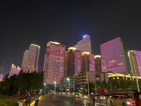 stock image night view of the city at dusk