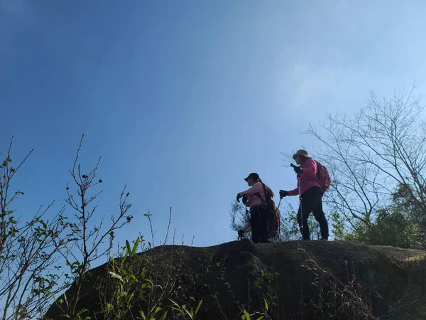 young couple in love on the mountain