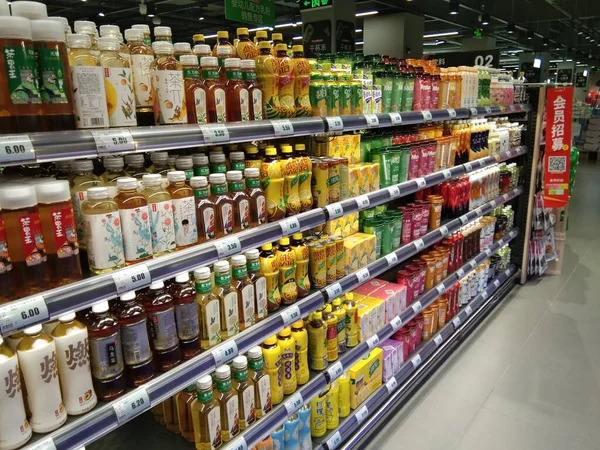interior of a supermarket with a variety of food products