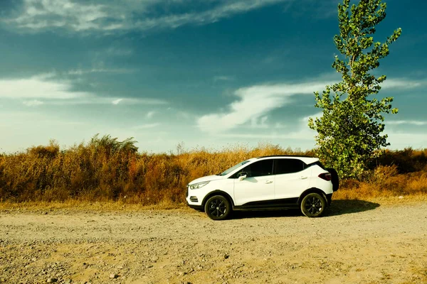 car on the road in the desert