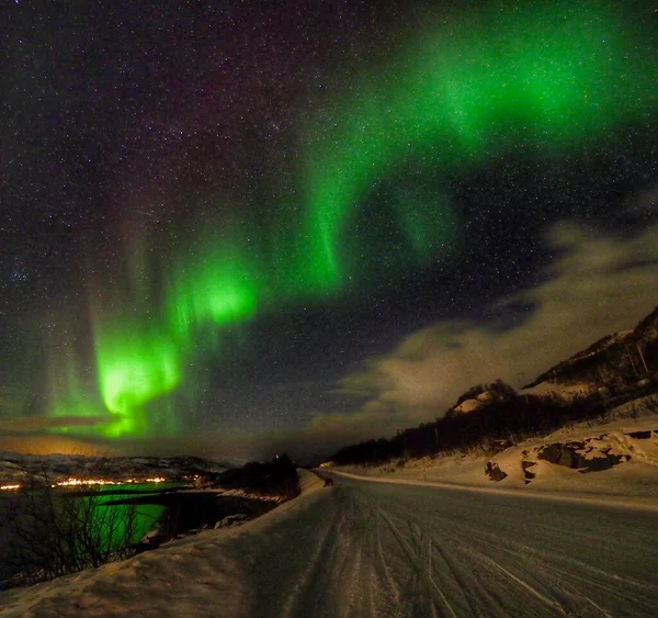 Luzes Norte Aurora Boreal Islândia — Fotografia de Stock