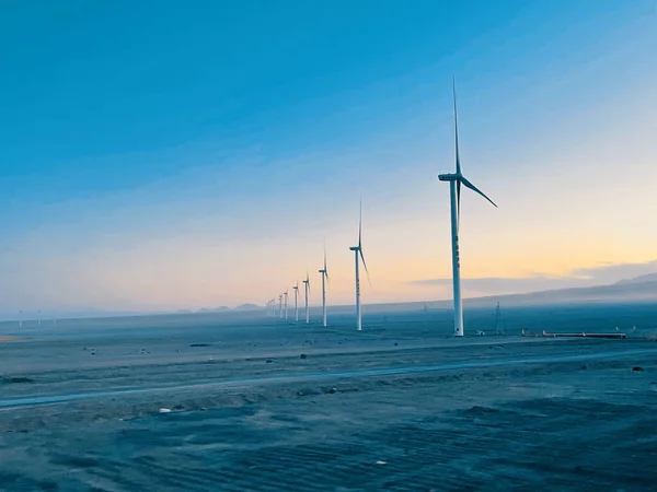 wind turbines on the sea coast