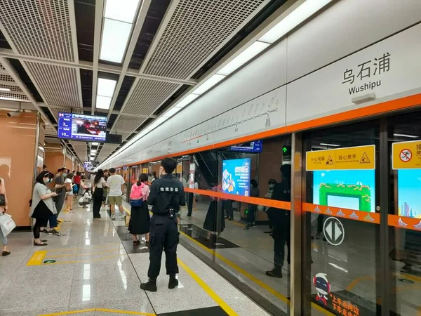 tokyo, japan-circa september, 2017: interior view of the subway station in shanghai, china,