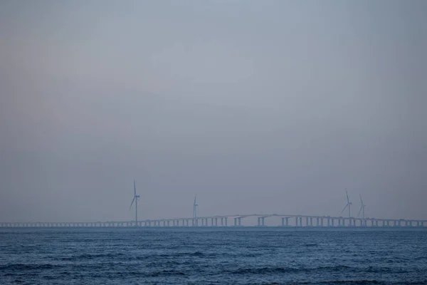 wind turbines on the sea coast