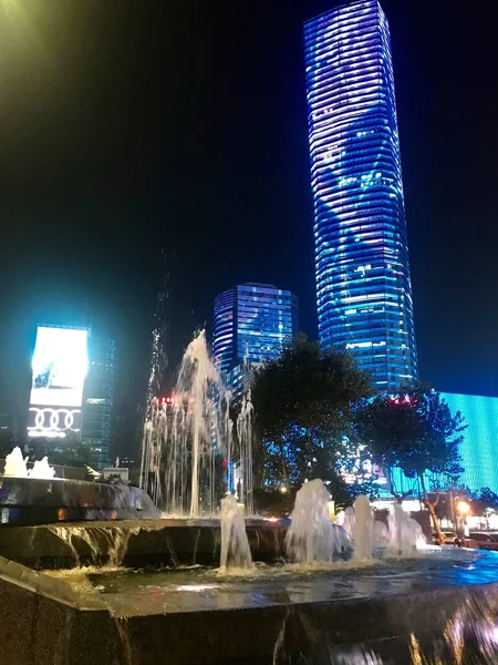 night view of the city of the park in the evening