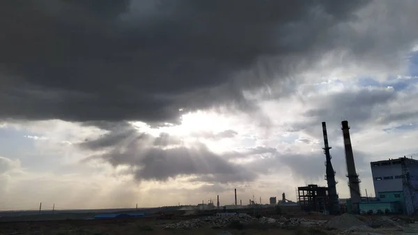 industrial factory, construction site, coal, concrete, sky, clouds, blue, cloudy,