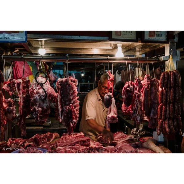 butcher meat in the market
