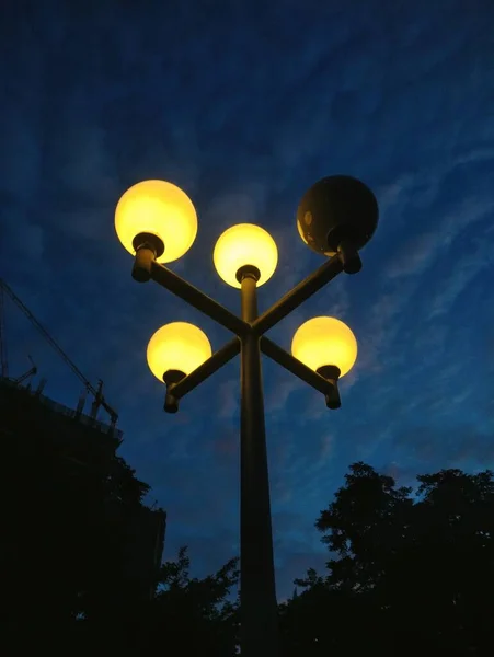 street lamp on the night sky