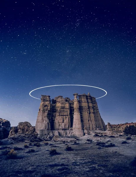 monument to the moon in the starry sky