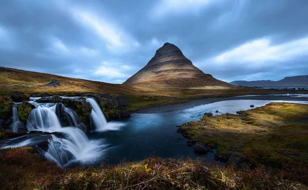 beautiful icelandic landscape with waterfall in iceland