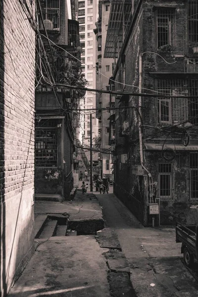 old street in the city of the most polluted towns in the center of the buildings