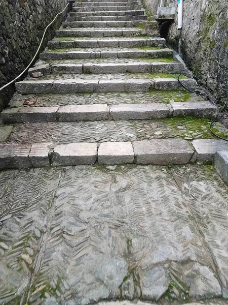 old stone stairs in the city