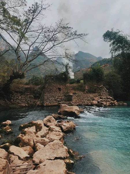 beautiful landscape with a waterfall