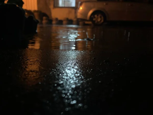 wet road with reflection on the street