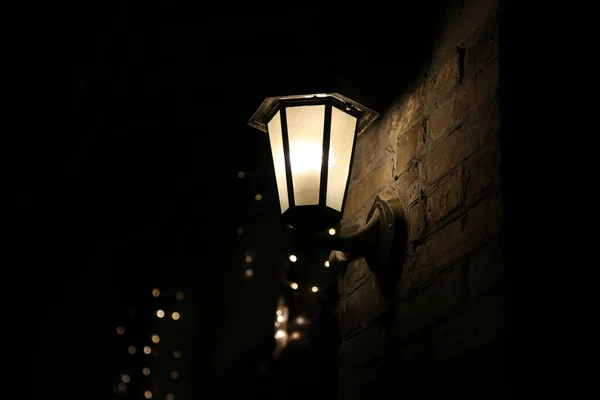 old street lamp on the background of the night sky