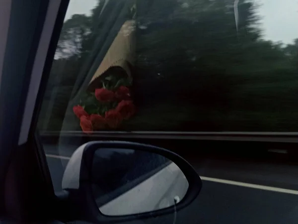 view of the window of the car